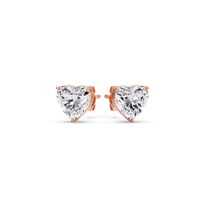 Heart Shaped 3 Prong Basket Stud Earring Fascinating Diamonds