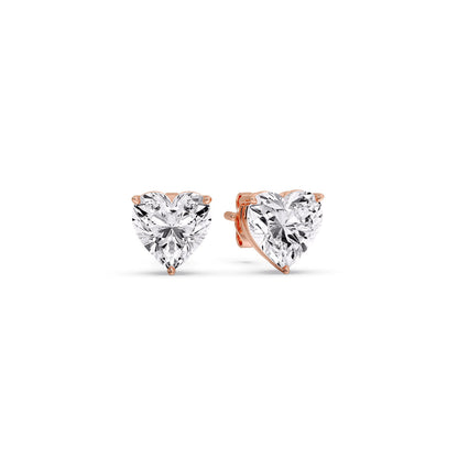 Heart Shaped 3 Prong Basket Stud Earring Fascinating Diamonds