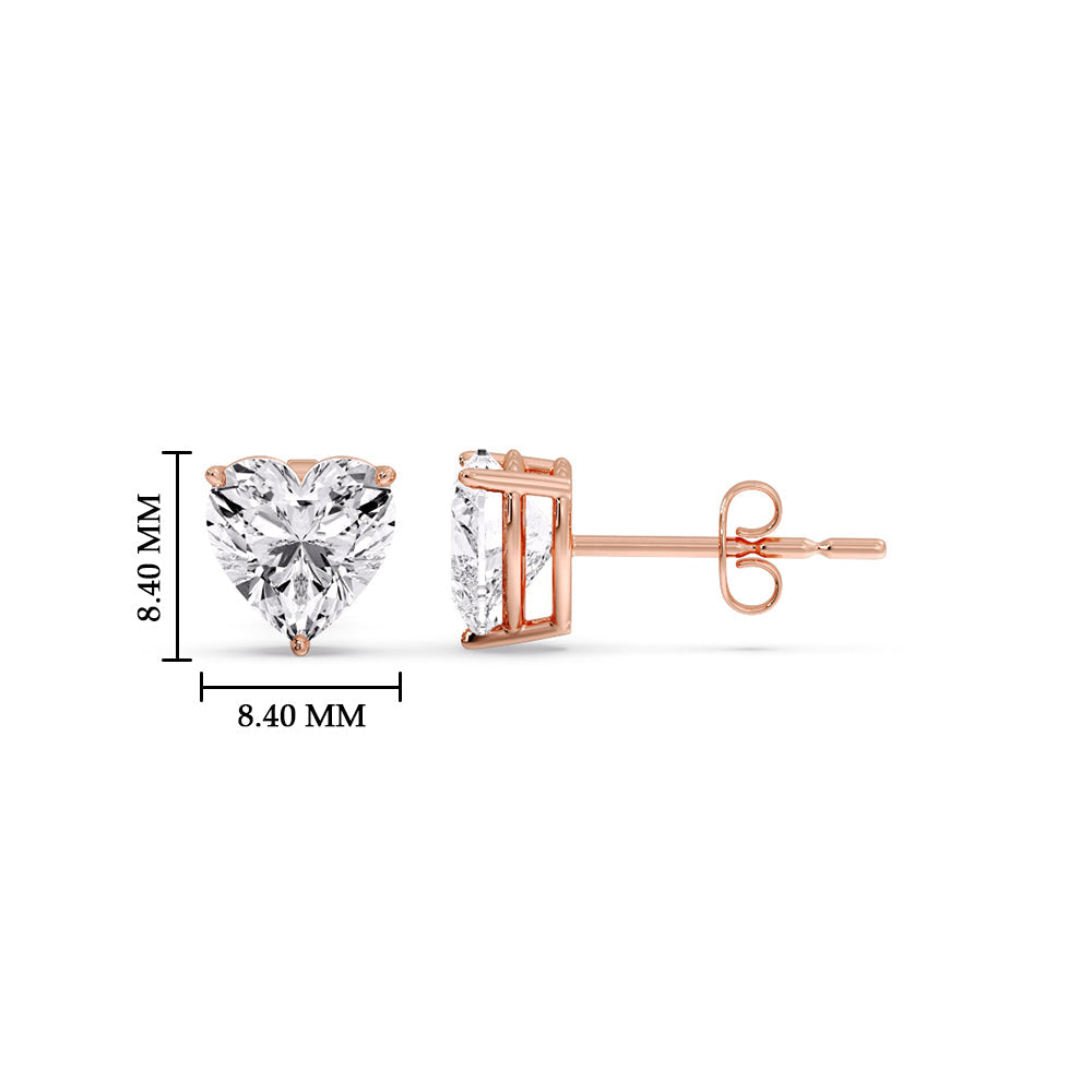 Heart Shaped 3 Prong Basket Stud Earring Fascinating Diamonds