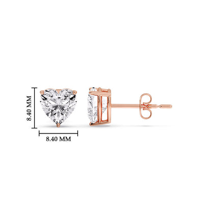 Heart Shaped 3 Prong Basket Stud Earring Fascinating Diamonds