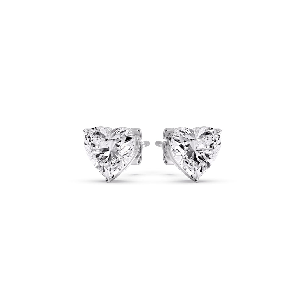 Heart Shaped 3 Prong Basket Stud Earring Fascinating Diamonds