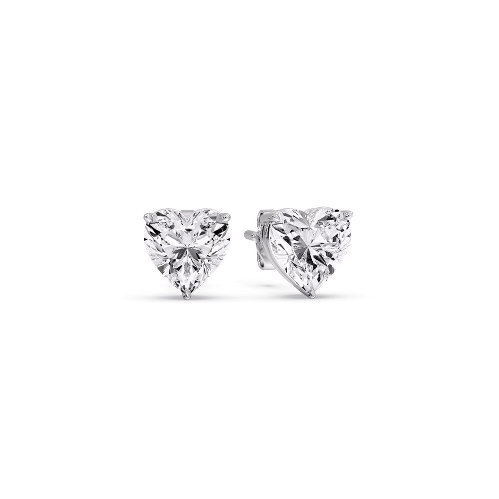Heart Shaped 3 Prong Basket Stud Earring Fascinating Diamonds