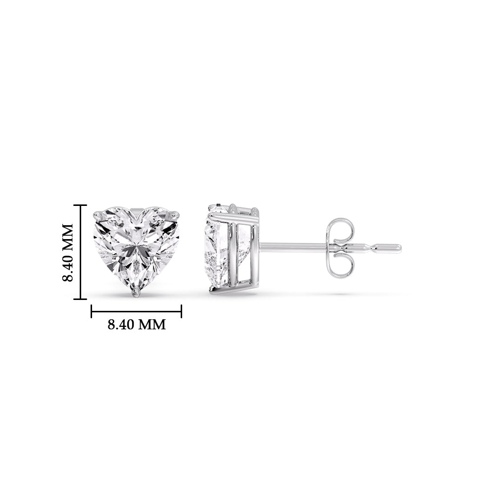 Heart Shaped 3 Prong Basket Stud Earring Fascinating Diamonds