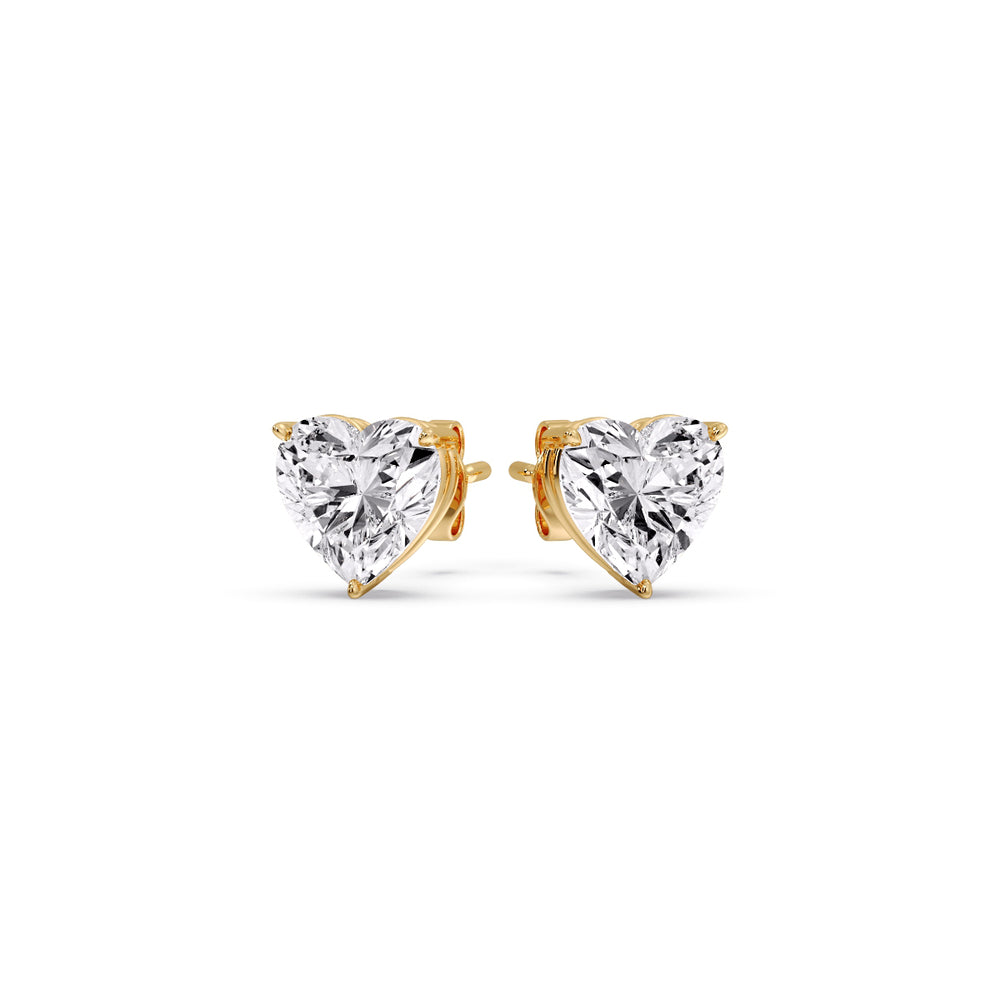 Heart Shaped 3 Prong Basket Stud Earring Fascinating Diamonds