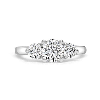 Three stone Round Diamond Veneer Cubic Zirconia 14K Gold Ring. 635R008K
