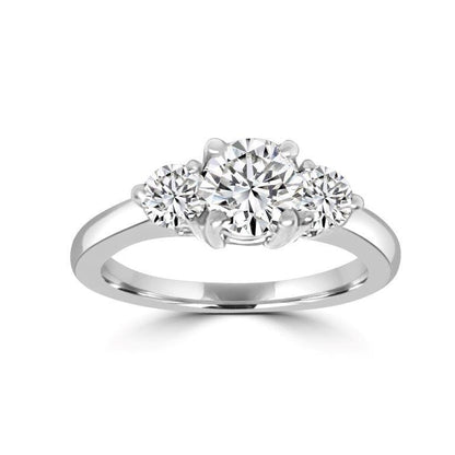 Three stone Round Diamond Veneer Cubic Zirconia 14K Gold Ring. 635R008K