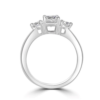 Three stone Round Diamond Veneer Cubic Zirconia 14K Gold Ring. 635R008K