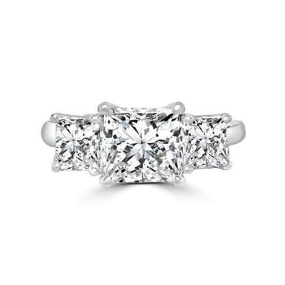 Three stone Square Diamond Veneer Cubic Zirconia 14K Gold Ring. 635R009K