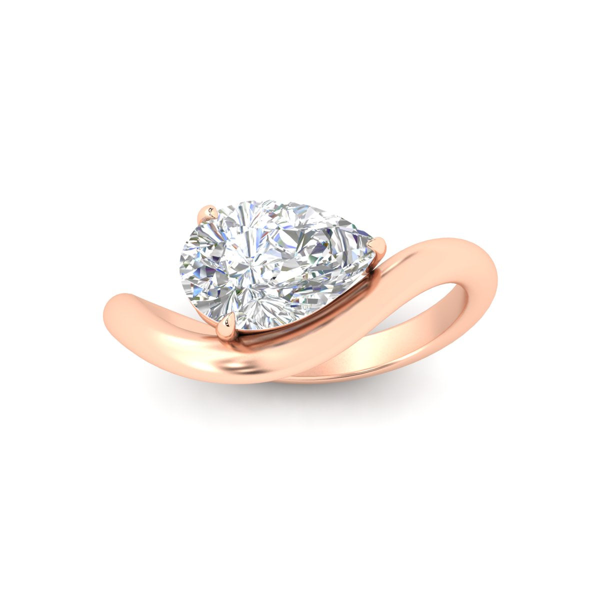 Curve Wave Pear Shaped Solitaire Diamond Ring Fascinating Diamonds
