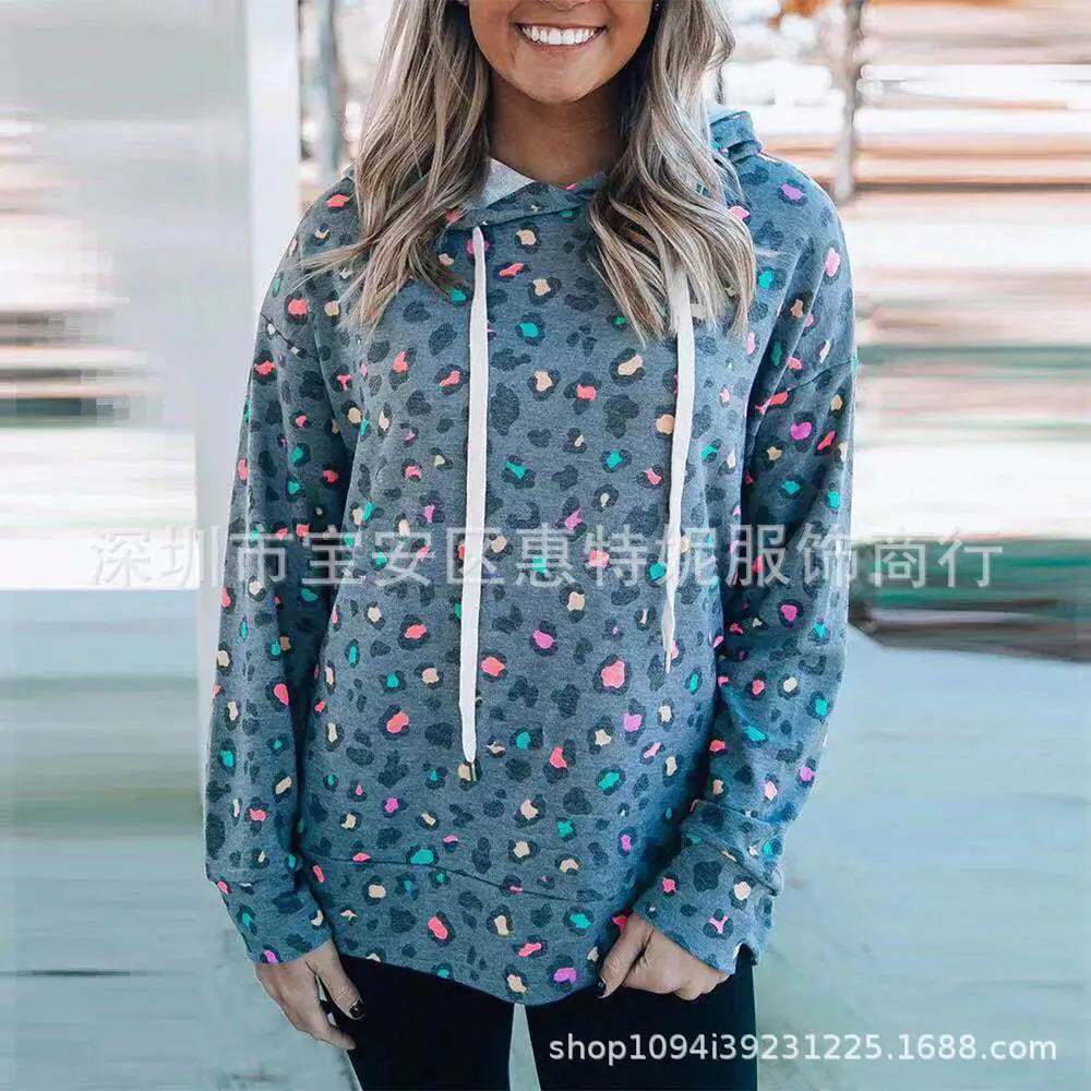 Fashionable Leopard Print Hooded Sweatshirt for Women