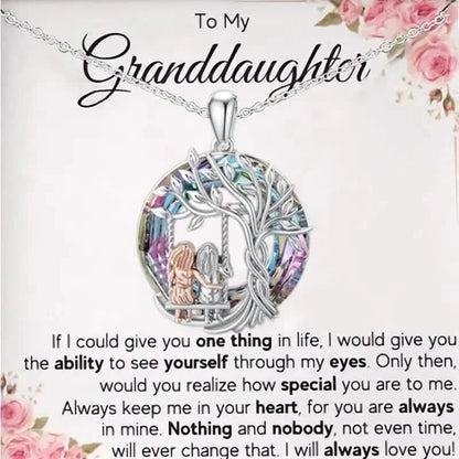 To My Granddaughter, Tree Of Life Sisters On The Swing Pendant Necklace DailySale