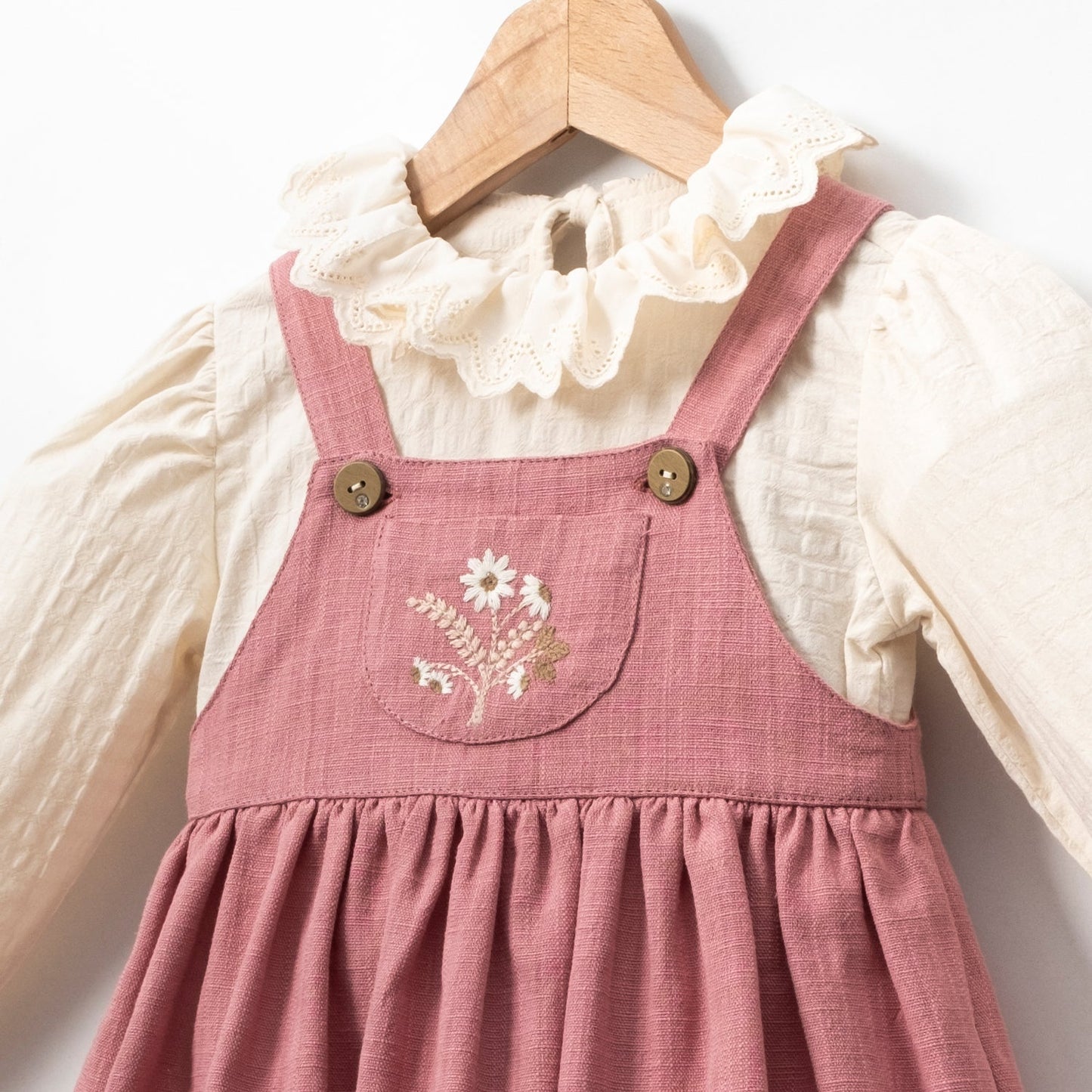 Dusty Rose Pinafore Dress & Blouse Honey and Hive