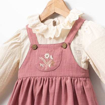Dusty Rose Pinafore Dress & Blouse Honey and Hive