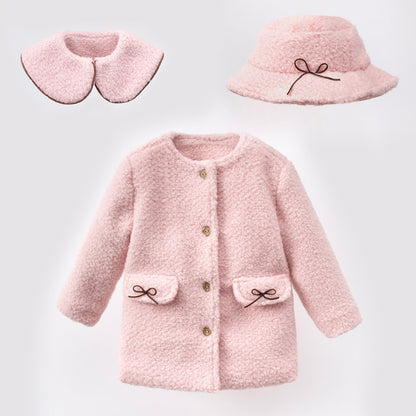 Rosalie Pink Bouclé Coat Honey and Hive