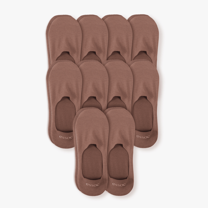 Unisex Cotton No Show Socks 10-Pack | Toffee Tan essoc