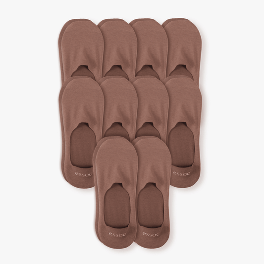 Unisex Cotton No Show Socks 10-Pack | Toffee Tan essoc
