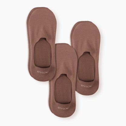 Unisex Cotton No Show Socks 3-Pack | Toffee Tan essoc