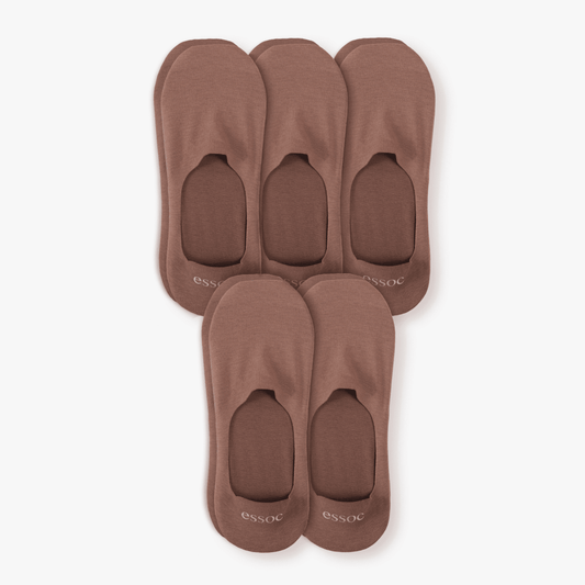 Unisex Cotton No Show Socks 5-Pack | Toffee Tan essoc