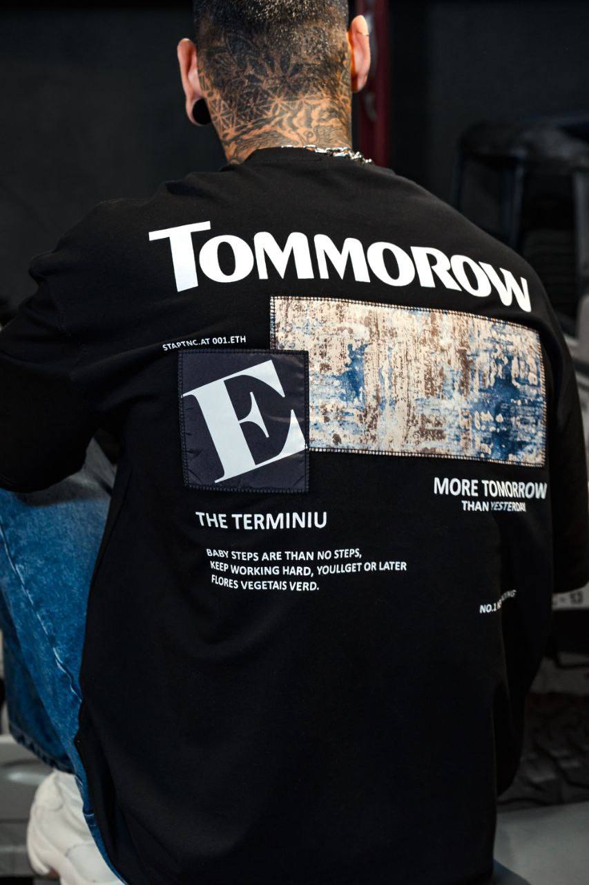 Men's Oversize 'TOMMOROW' Graphic Tee - Abstract Streetwear Shirt Withinblack