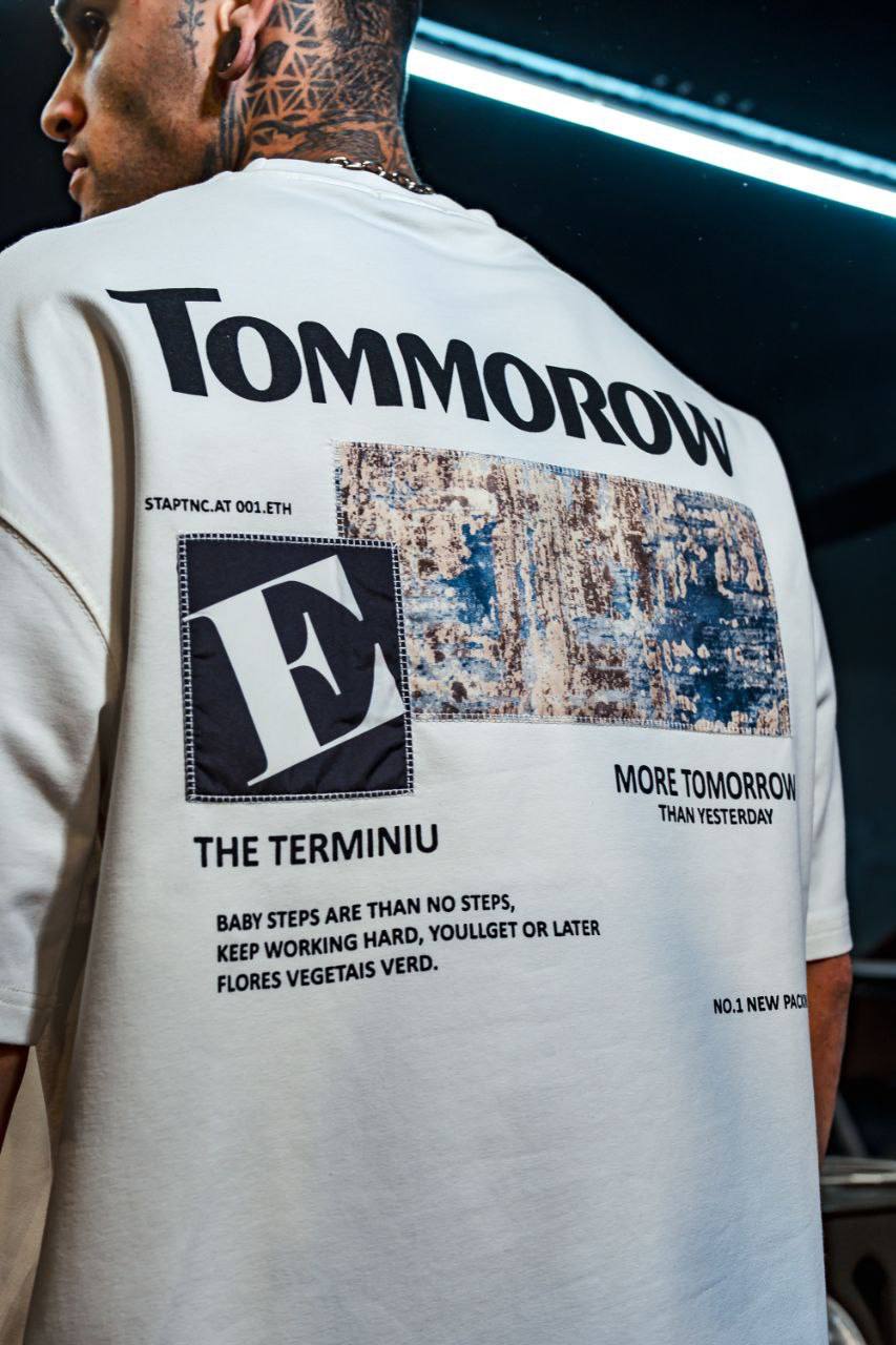 Men's Oversize 'TOMMOROW' Graphic Tee - Abstract Streetwear Shirt Withinblack