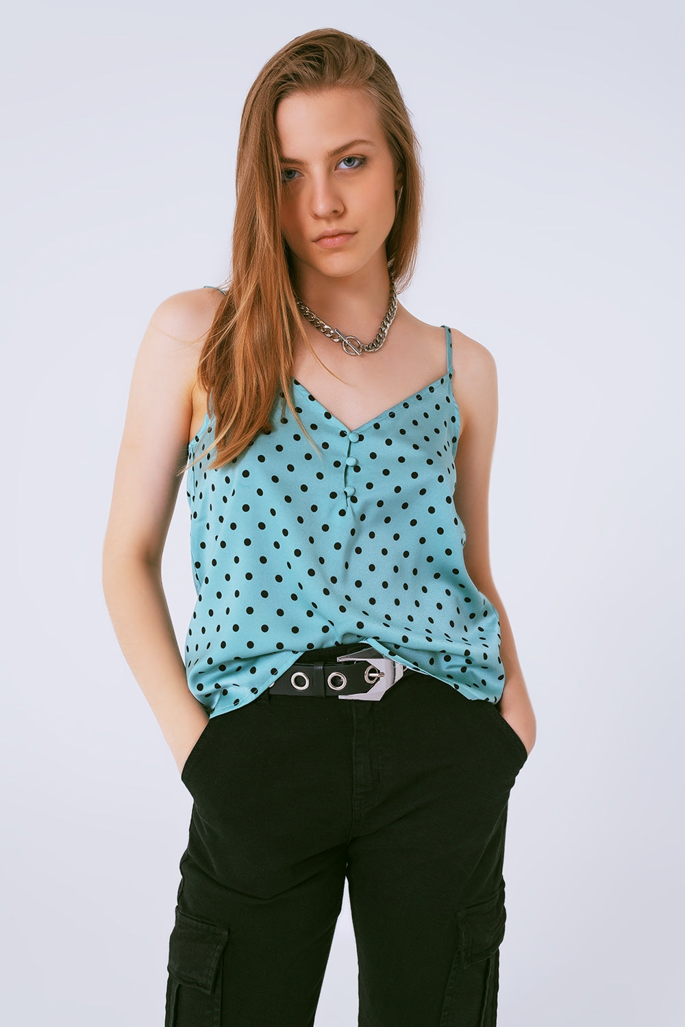 Top in polka dot green Q2store