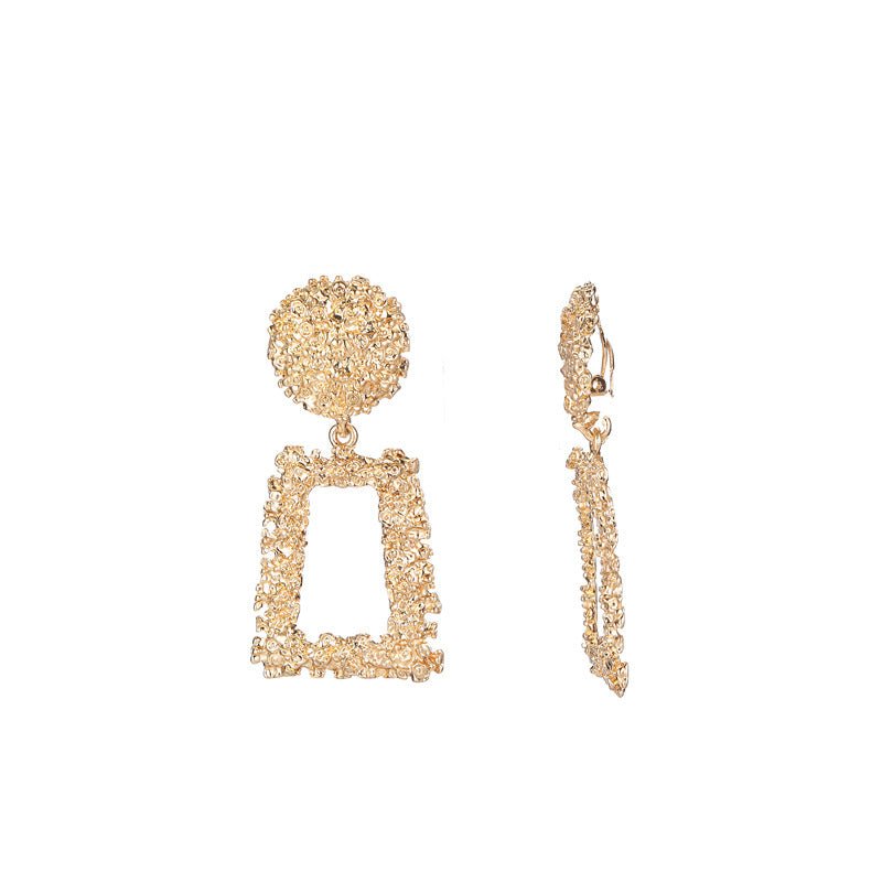 Trapezoid Dangle Earrings with Carved Texture (MAC322) Mariam's Collection