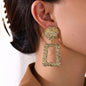 Trapezoid Dangle Earrings with Carved Texture (MAC322) Mariam's Collection
