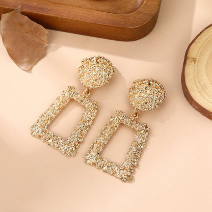 Trapezoid Dangle Earrings with Carved Texture (MAC322) Mariam's Collection