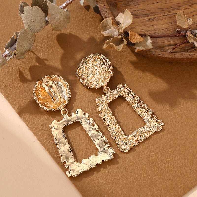 Trapezoid Dangle Earrings with Carved Texture (MAC322) Mariam's Collection