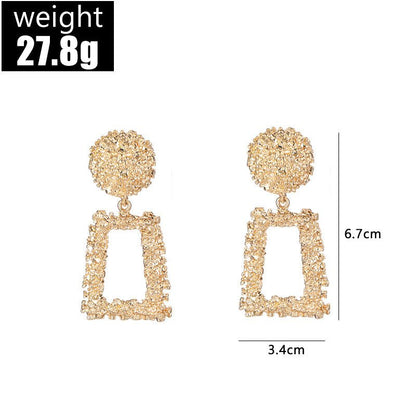 Trapezoid Dangle Earrings with Carved Texture (MAC322) Mariam's Collection