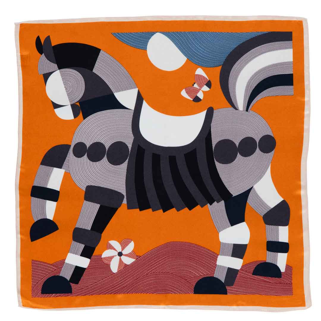 Troie - Stylized Equestrian Scarf in Tangerine Urban-Equestrian