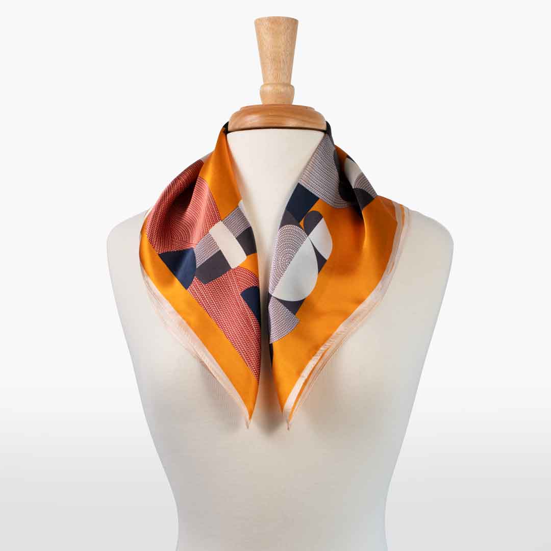 Troie - Stylized Equestrian Scarf in Tangerine Urban-Equestrian
