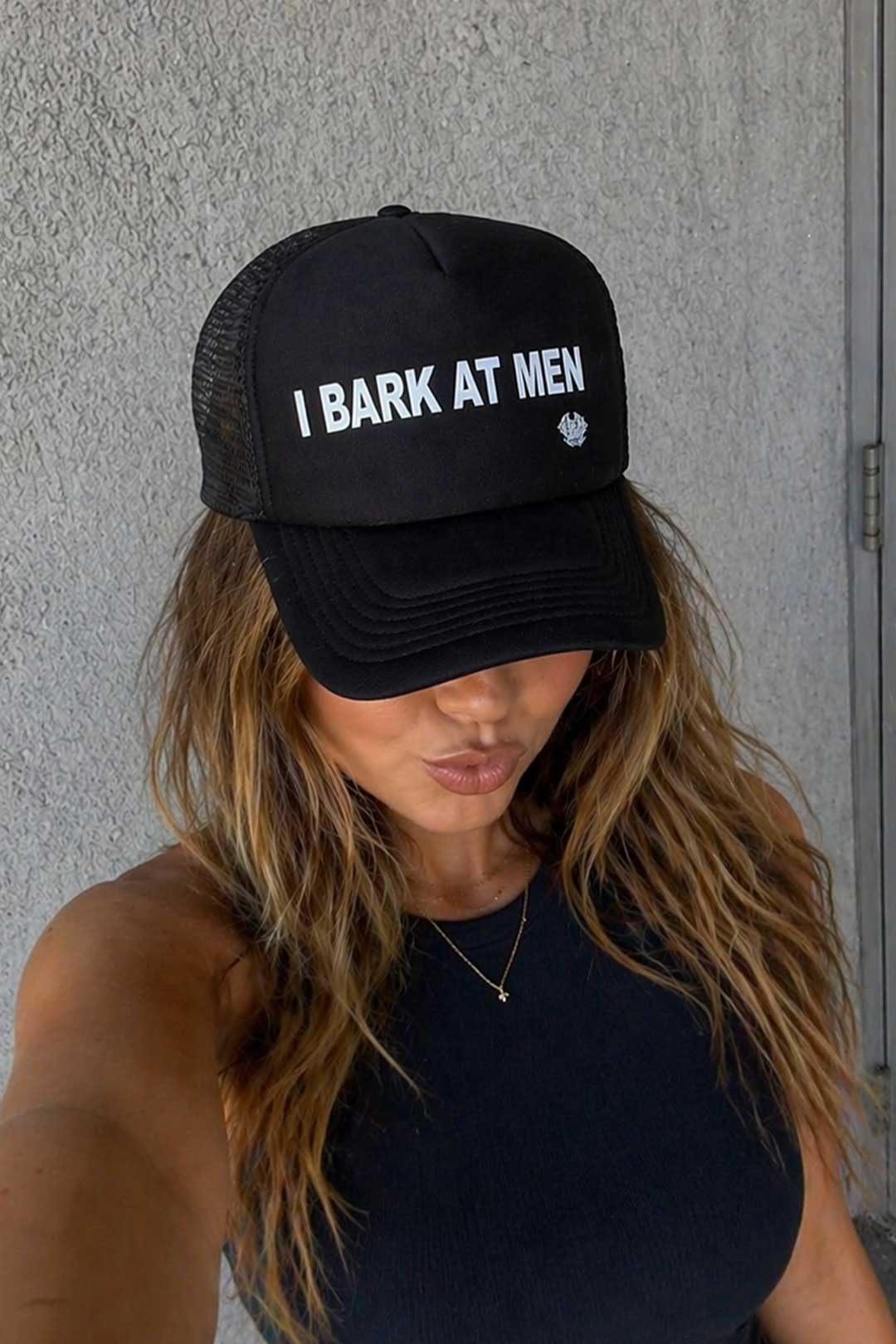 I Bark At Men Trucker Hat Thrash Happy