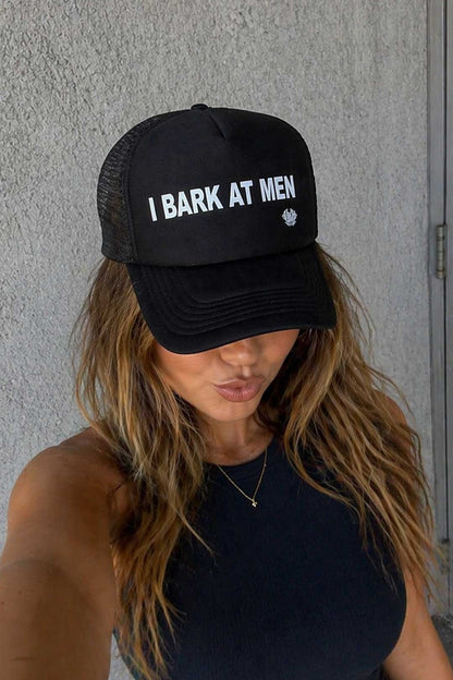 I Bark At Men Trucker Hat Thrash Happy