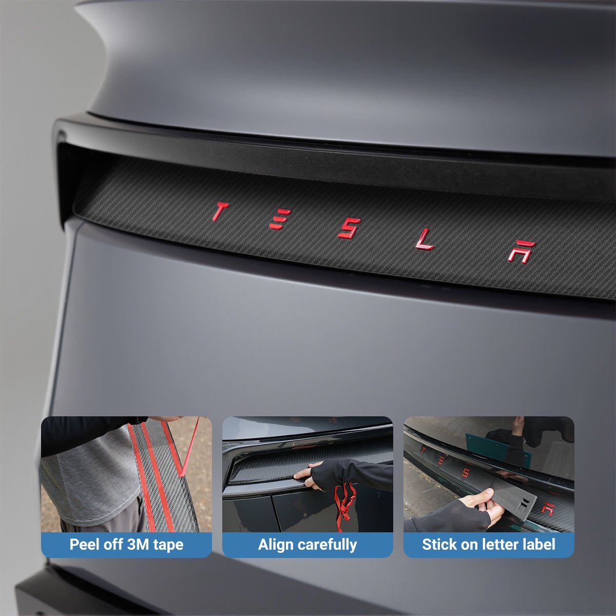 Trunk Tailgate Applique for Tesla Model Y Juniper - Real Dry Molded Carbon Fiber Tesery Official Store