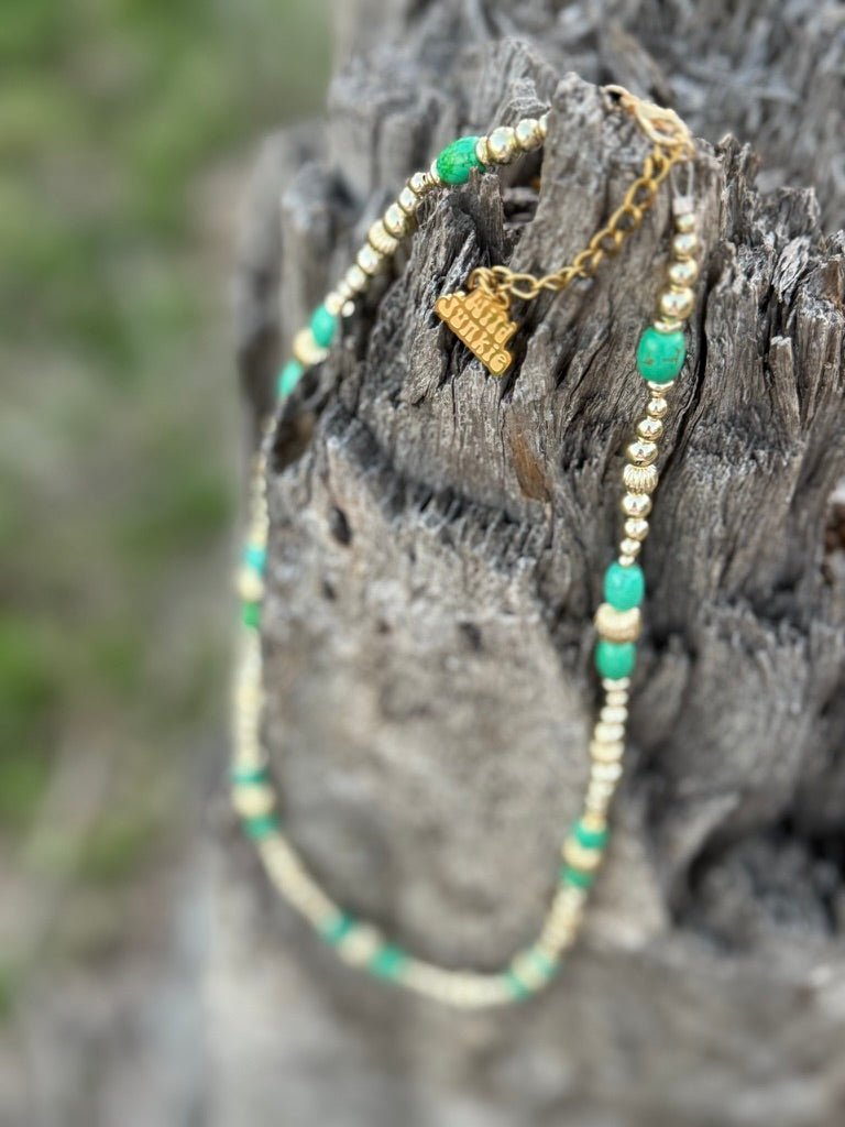 Turquoise And Gold Beaded Necklace Wild Junkie