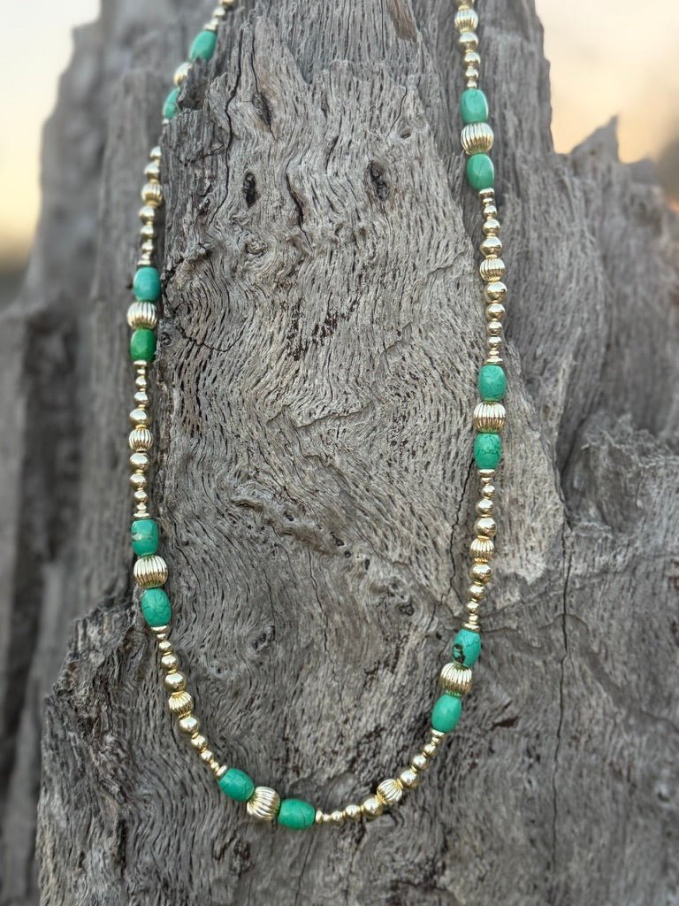Turquoise And Gold Beaded Necklace Wild Junkie
