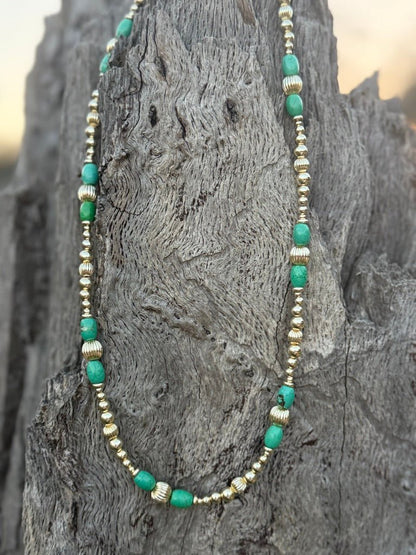 Turquoise And Gold Beaded Necklace Wild Junkie