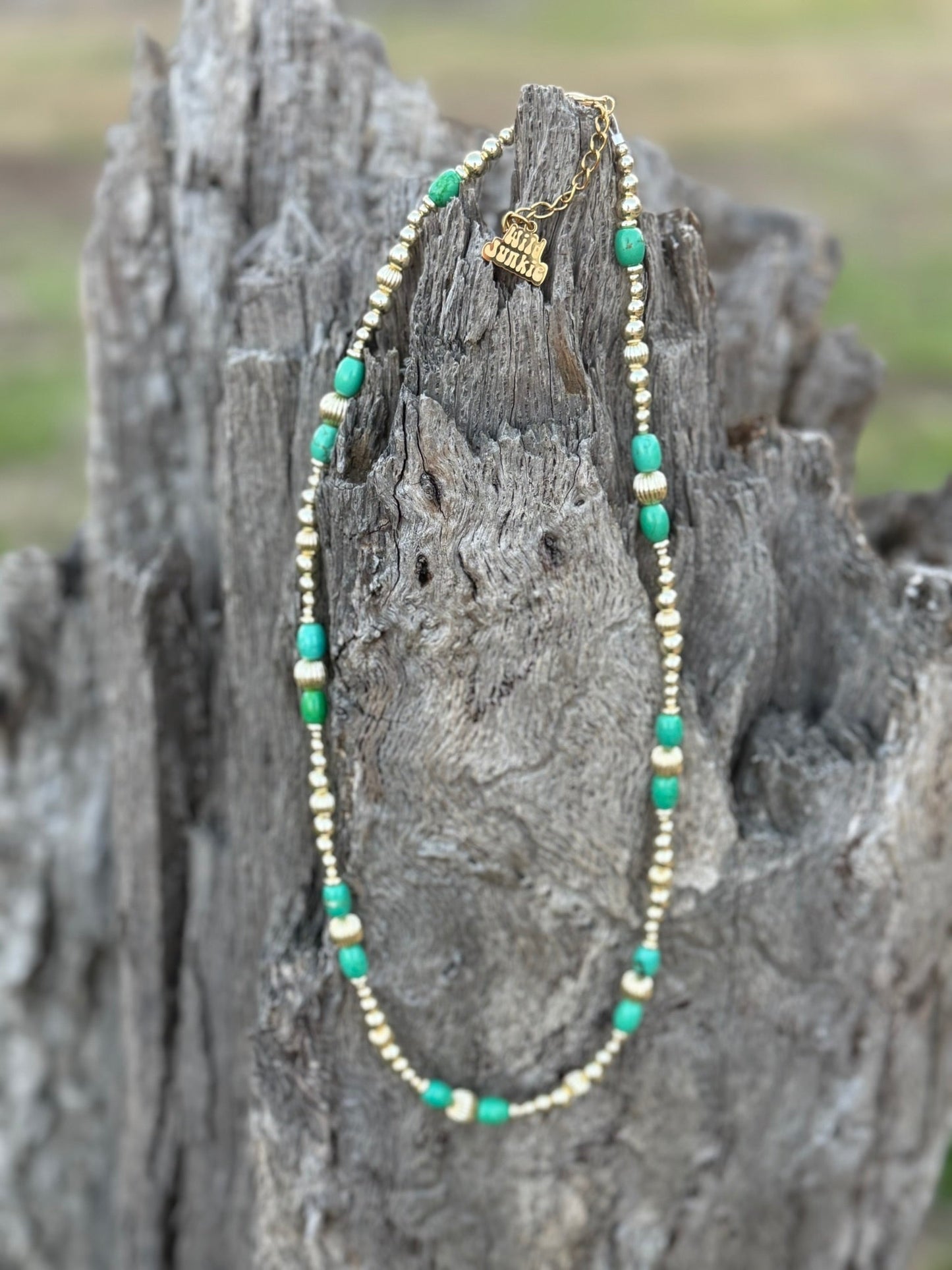 Turquoise And Gold Beaded Necklace Wild Junkie