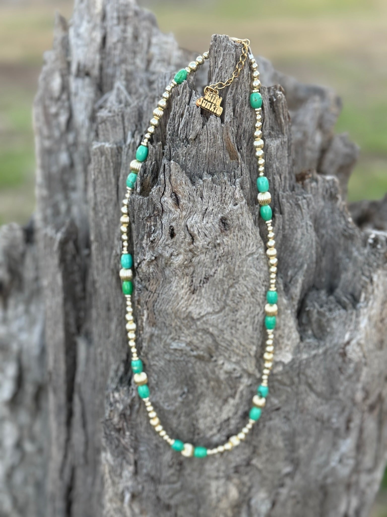 Turquoise And Gold Beaded Necklace Wild Junkie
