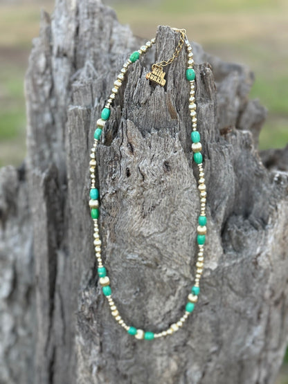 Turquoise And Gold Beaded Necklace Wild Junkie