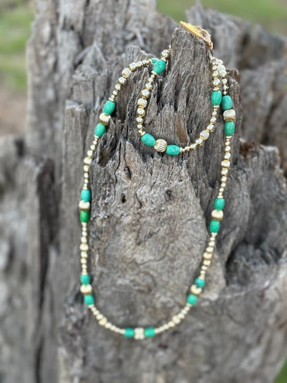 Turquoise And Gold Beaded Necklace Wild Junkie