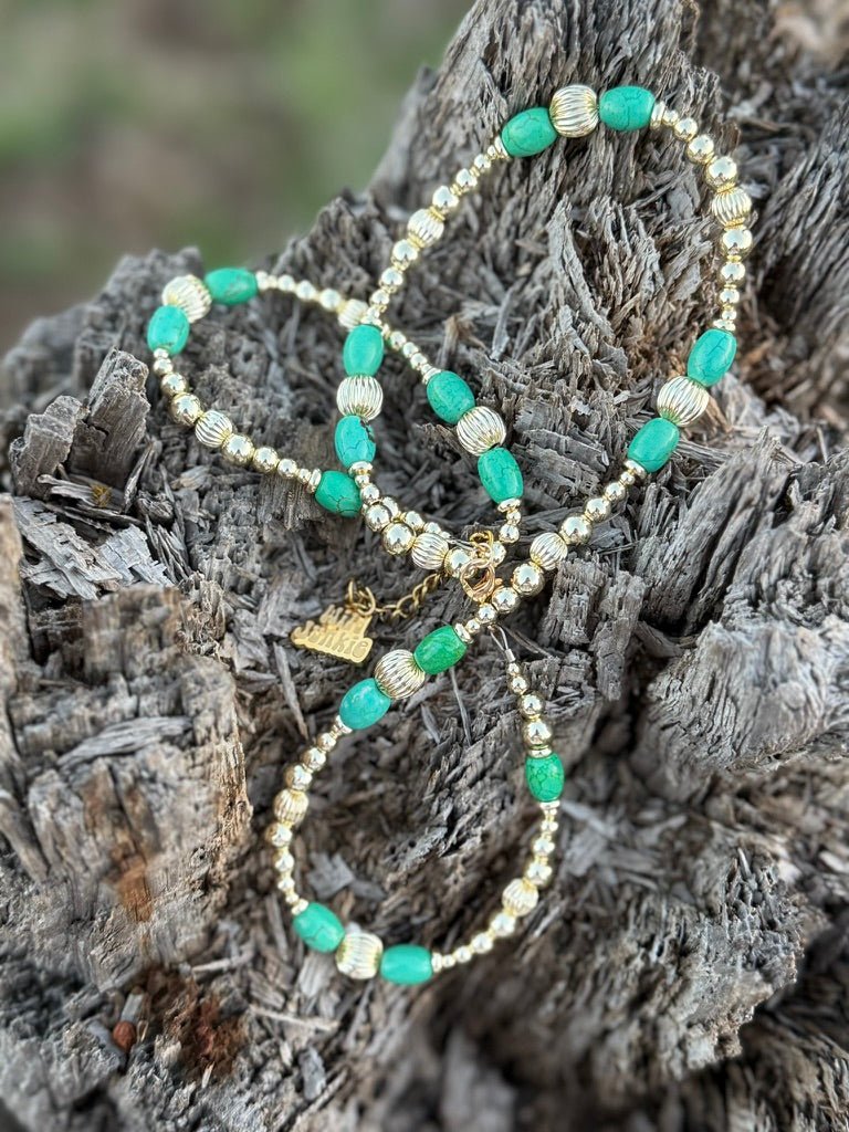 Turquoise And Gold Beaded Necklace Wild Junkie