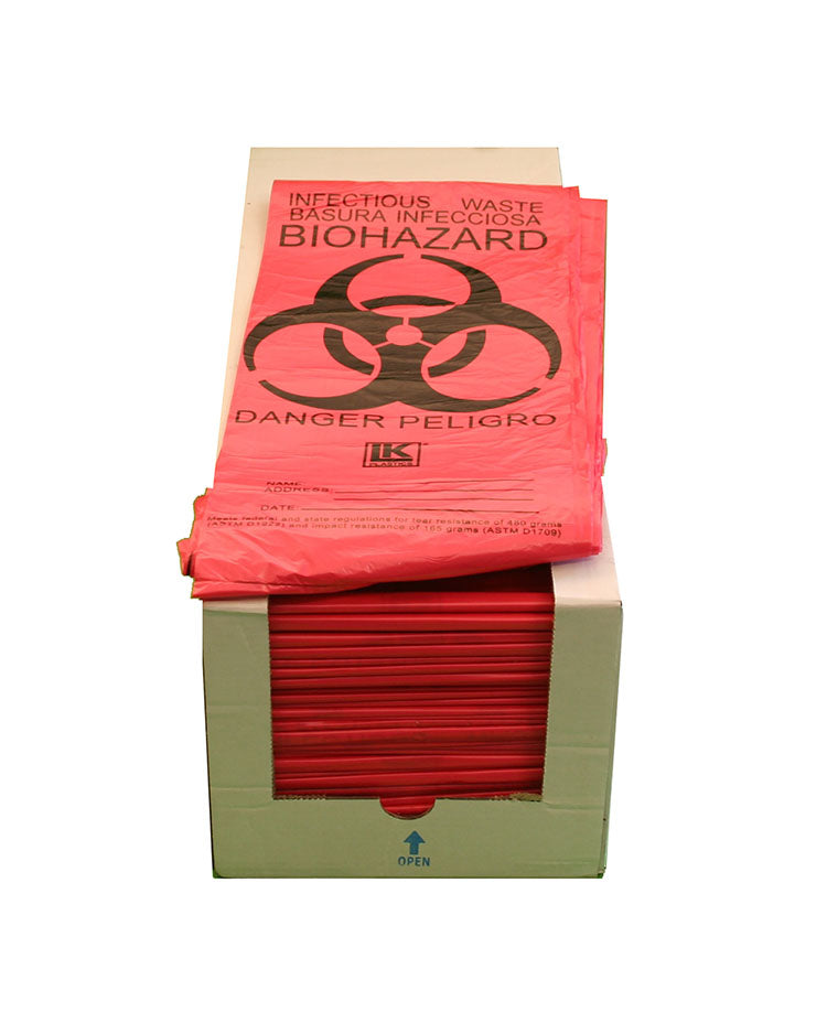 Case of 500 Infectious Waste Bags quakekits.com