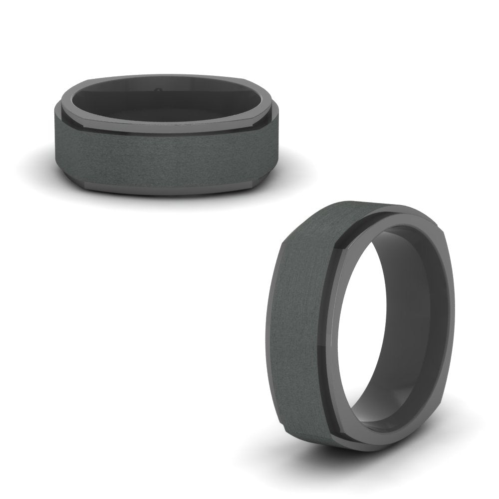 Two Tone Brushed Mens Wedding Ring Fascinating Diamonds