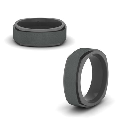 Two Tone Brushed Mens Wedding Ring Fascinating Diamonds