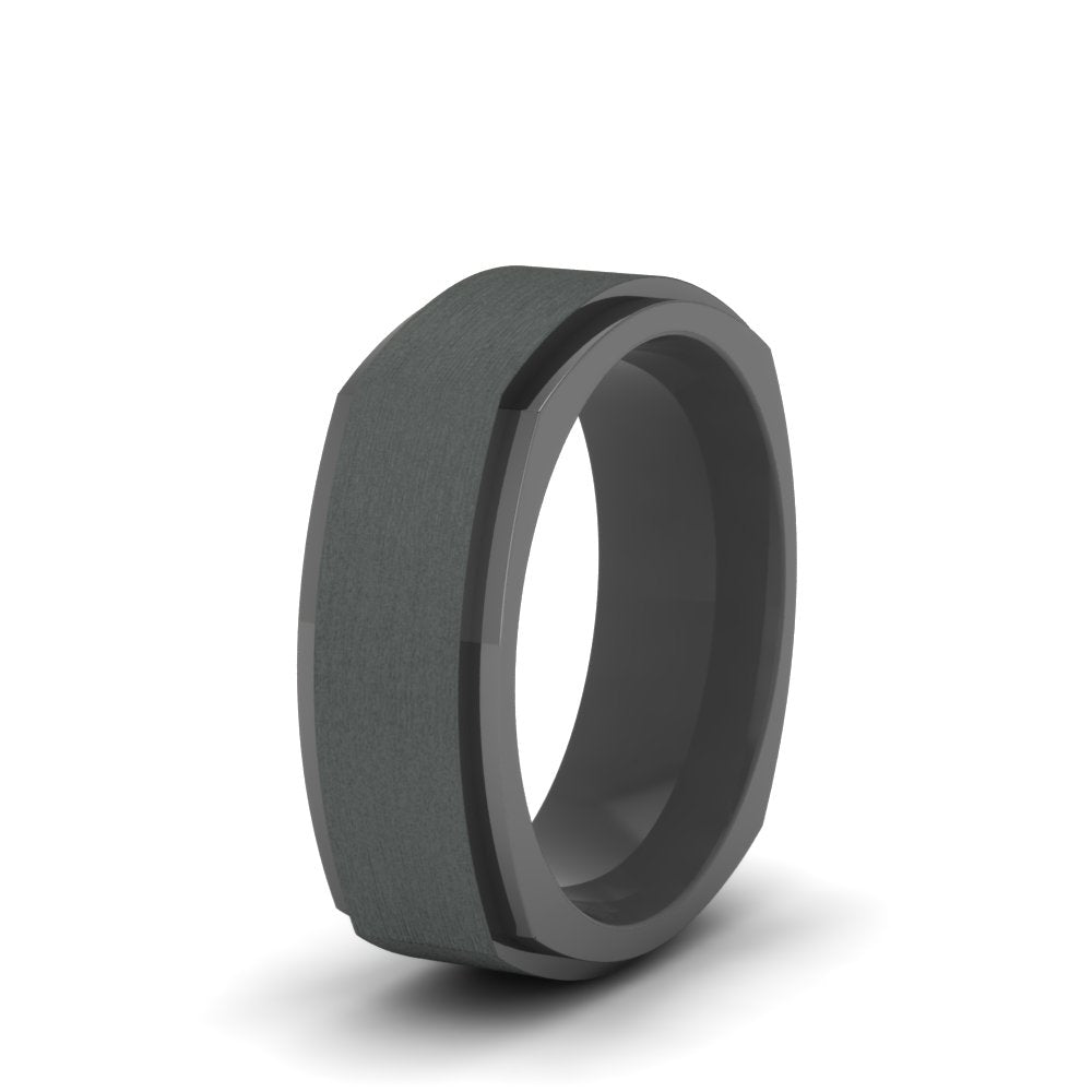 Two Tone Brushed Mens Wedding Ring Fascinating Diamonds