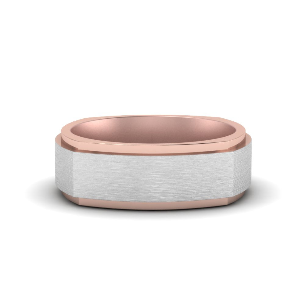 Two Tone Brushed Mens Wedding Ring Fascinating Diamonds