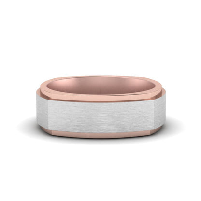 Two Tone Brushed Mens Wedding Ring Fascinating Diamonds