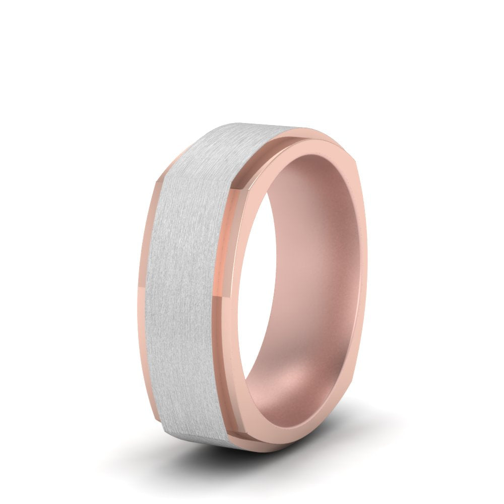 Two Tone Brushed Mens Wedding Ring Fascinating Diamonds